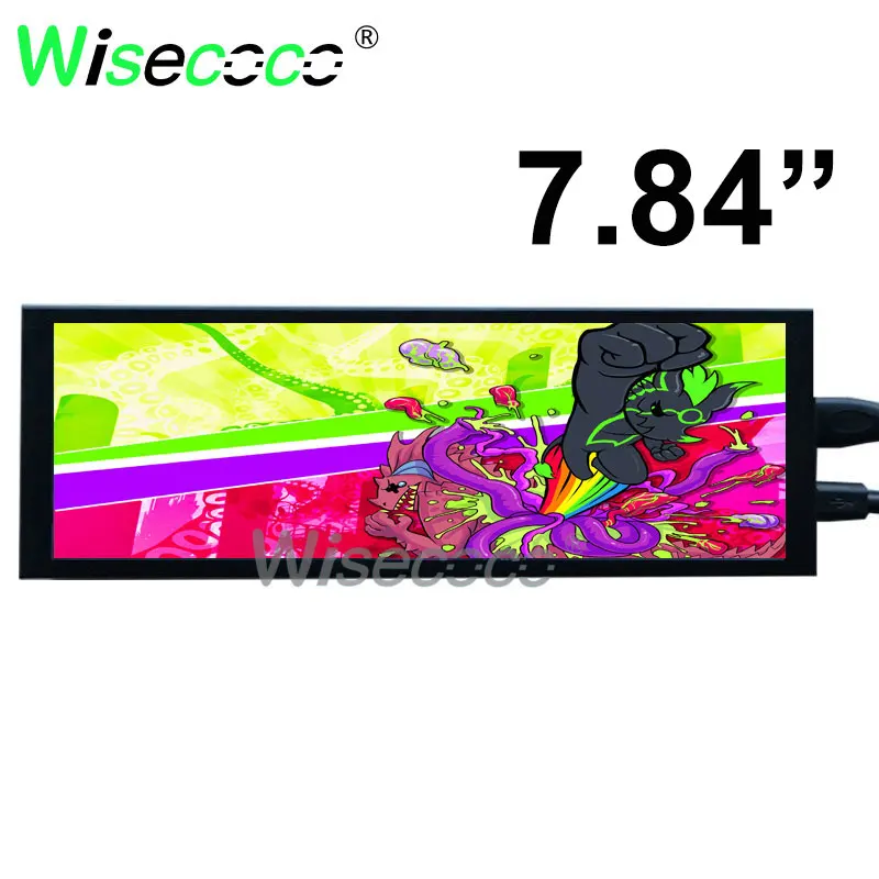 Wisecoco 7.84 Inch 1280x400 LCD Monitor Stretched Bar Monitor Aida64 Laptop Raspberry Pi Long Strip Secondary Monitor