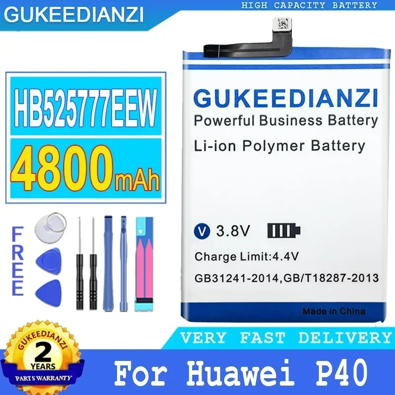 GUKEEDIANZI Akku für Huawei P40 Pro P40Pro ELS-NX9 ELS-N04, Big Power Akku, 4800 mAh, HB 525777 EEW, HB 536378 EEW