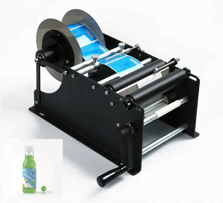 Manual Sticker Self-Adhesive Label Labeling Machine For Round Pet Glass Bottles Jar Tin Can