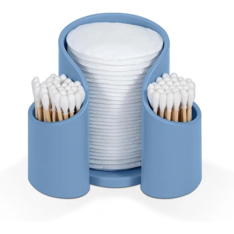 

Cotton Pad Q-Tips Holder Multi-Compartment Bathroom Storage Organizer Transparent Makeup Vanity Box Durable Stylish Portable