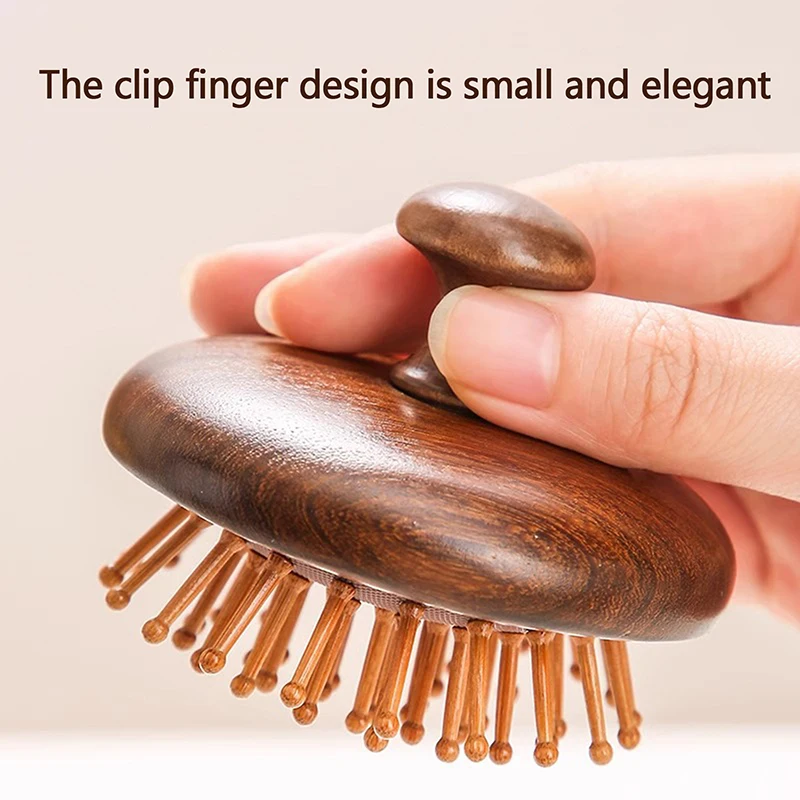 

Sandalwood Meridian Hair Airbag Comb Round Scalp Relax Point Acupuncture Massager Anti-static Styling Tools