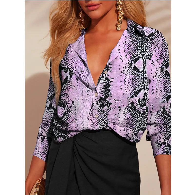 Fashion Lady Blouse Vintage Floral Elegant Print Casual Shirt Lady OL Style Blouse Tops Spring Long Sleeve Lapel Oversized Tops
