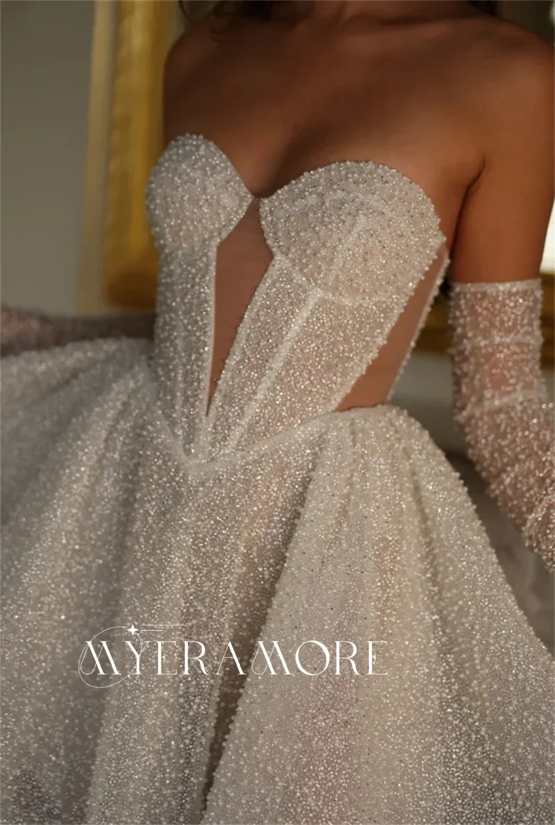 Glitzerndes kurzes Hochzeitskleid für die Braut, Perlen-Geburtstagskleider in A-Linie mit Handschuhenausschnitt, Ballkleider, Vestidos de Novia, individuell gestaltet