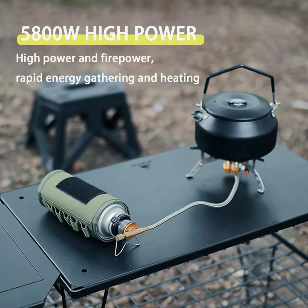 5800w Gas Stove Folding Gas Burner Strong Power Backpacking Fire Furance Tourist Hiking Picnic Cookware Camping Kichen Supplies