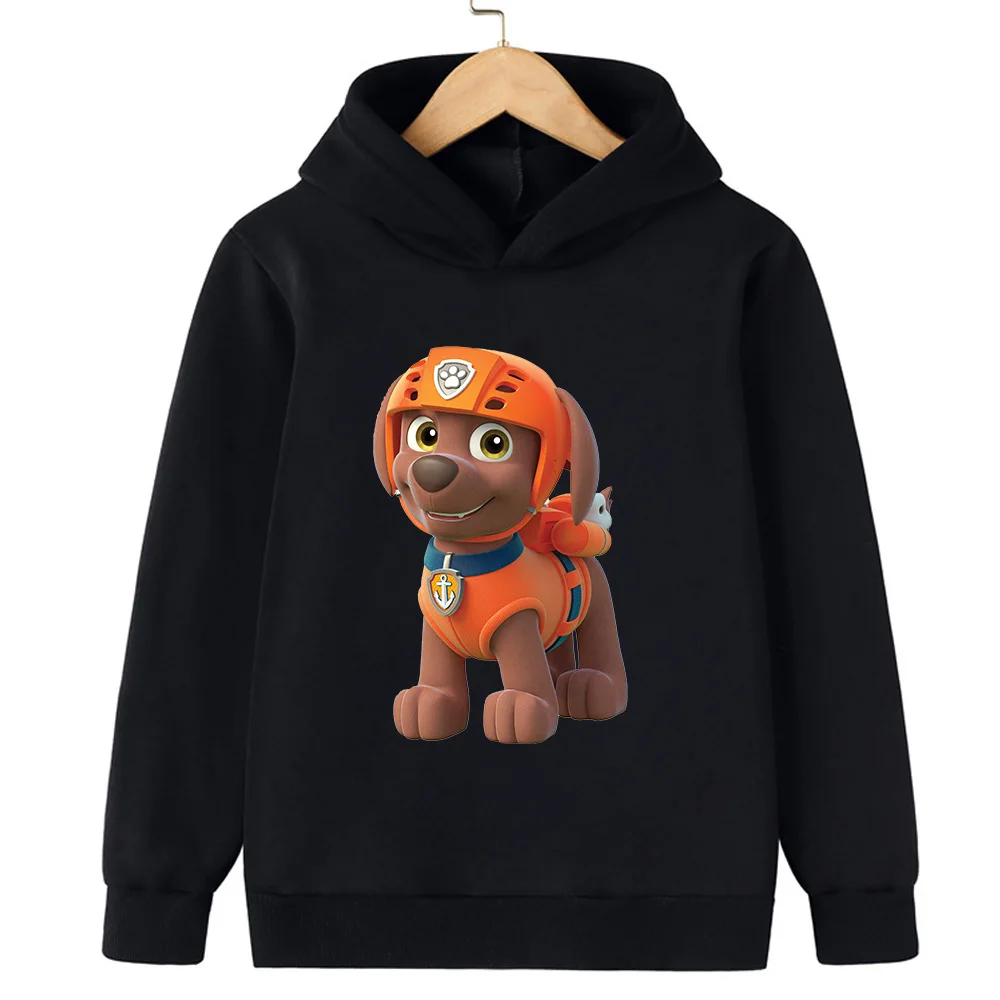 Hoodie four seasons boys home clothing Woof team orange helmet dog print loose long-sleeved hoodie can be worn outside the trend