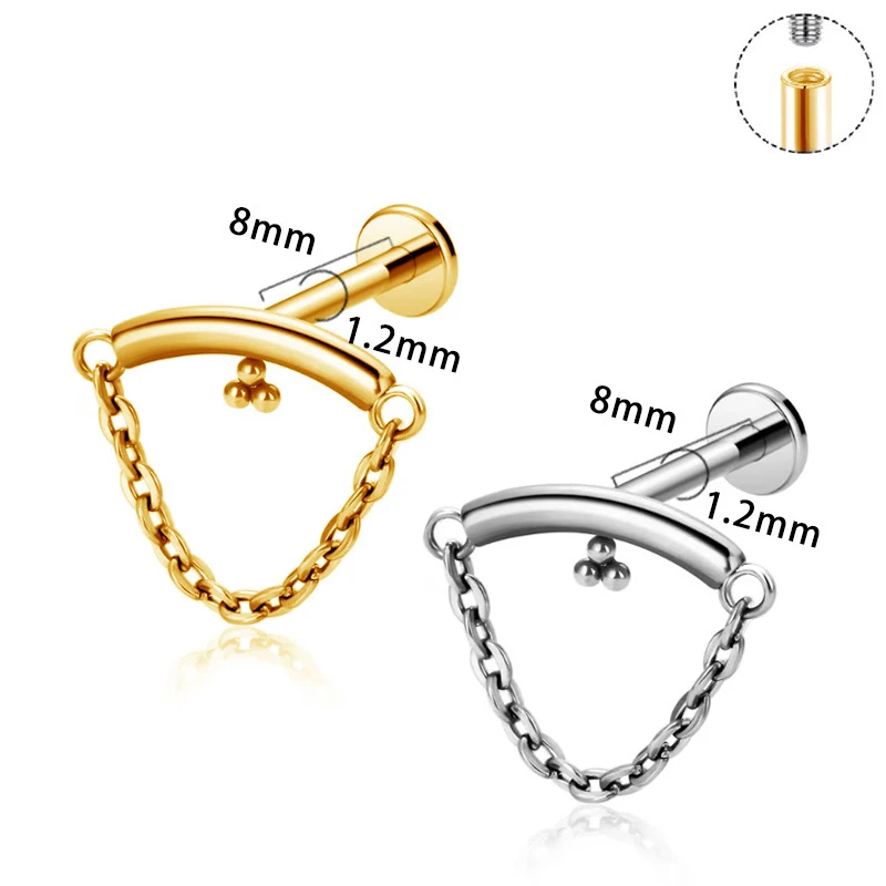 1 قطعة G23 التيتانيوم مسمار موضوع داخلي مسطح الزركون الحصان العين سلسلة بدلاية الغضروف الزنمة الشفاه مسمار Labret ثقب المجوهرات