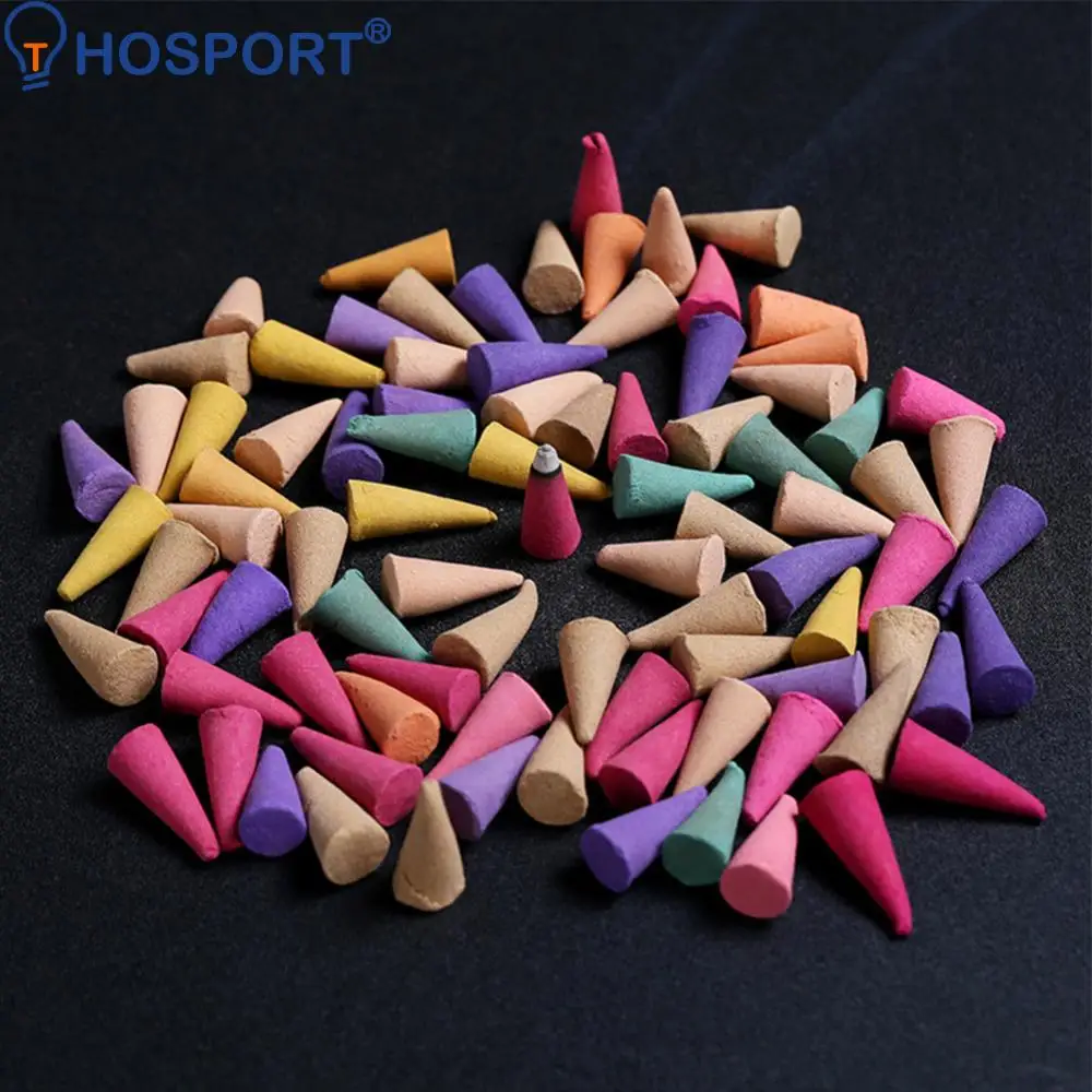 60Pcs Odor Remover Incense Colorful Scented Incense Cones Anxiety Relief Natural Scents Cones for Living Room Bedroom