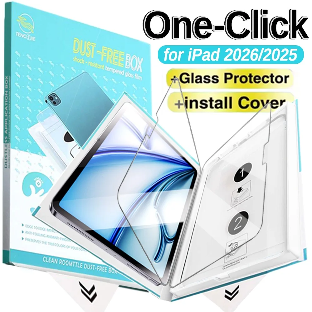

For IPad Air Pro 11/13inch Tempered Glass Easy Installation Kit Bubble Dust Free Box HD Clear Screen Protector for IPad A16 11th