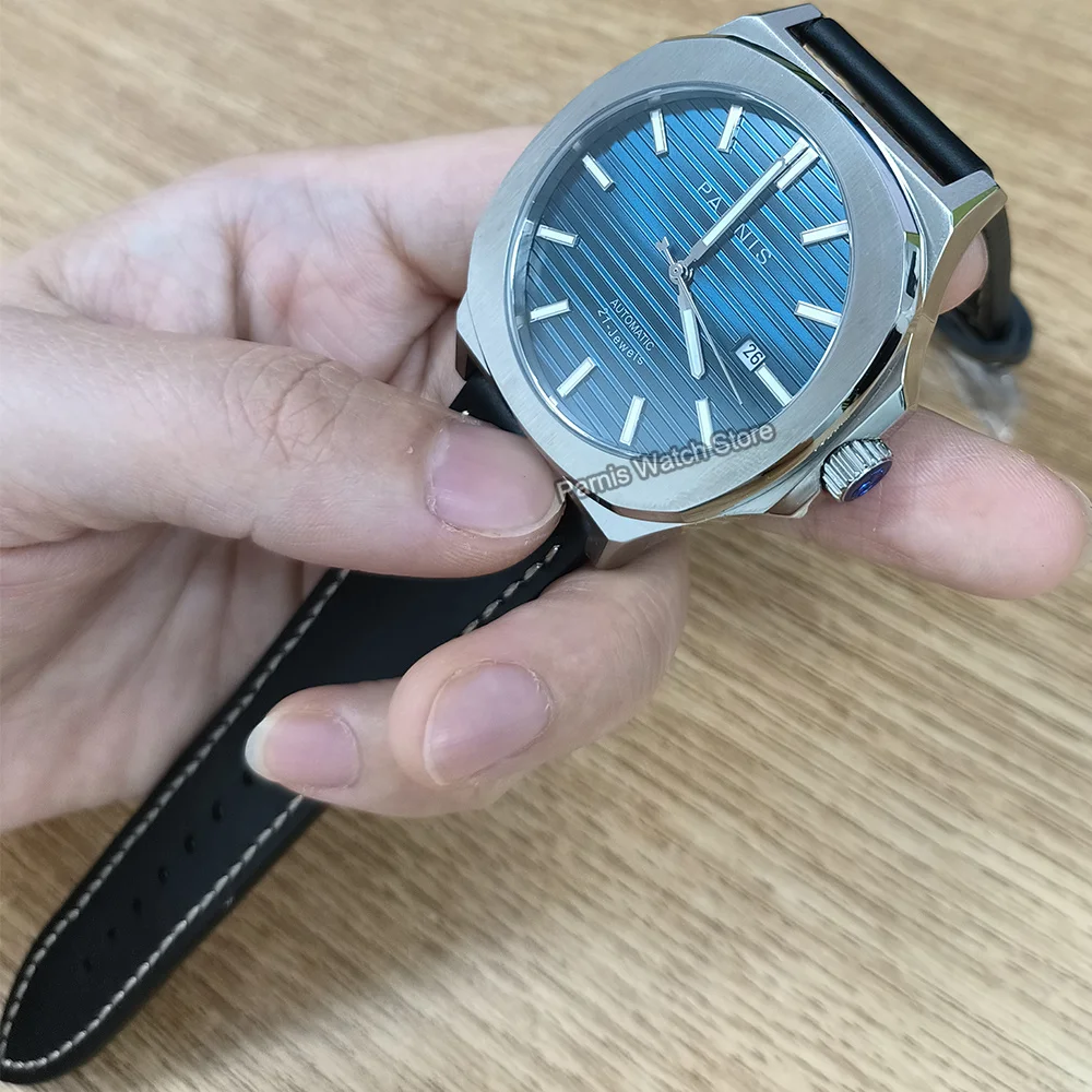 Parnis 42mm szafirowy kryształ Miyota8215 automatyczny męski chłopiec zegarek mechaniczny świecący znak