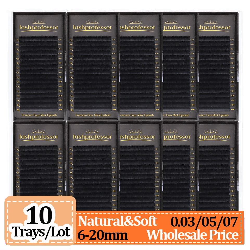 10 Trays/Lot Cashmere Eyelash Extension 5-25mm Matte Black Individual Volume Lashes 0.03 0.05 0.07 0.10 Faux Mink Lash Extension