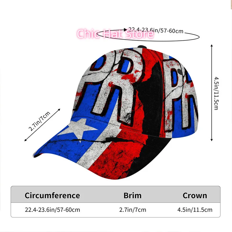 1pc of a Baseball Cap Featuring The Puerto Rican Flag - an Adjustable Snapback Duckbill Hat, Lightweight Design Showcasing The P