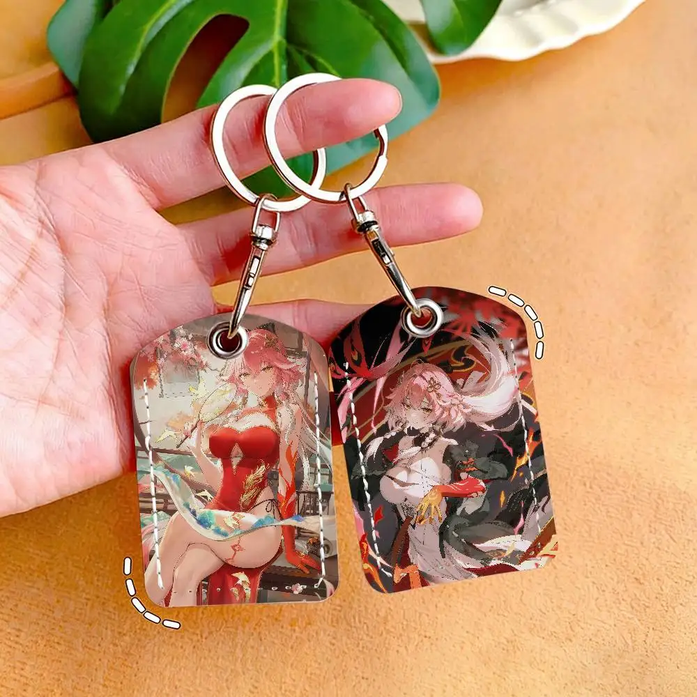 Wuthering Waves Changli Game Card Holder Keychain Key Ring Door Lock Access Protective Case For Security Gift
