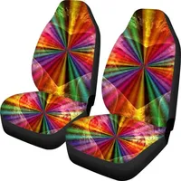 Colorful Tie Dye Swirl Print Universal 2pc Front Seat Covers Bucket Seat Mat for Dogs Saddle Blanket Protectors for Car,Sedan,Wa