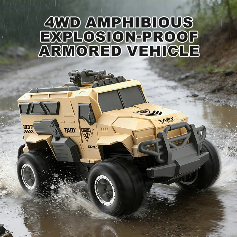 JJRC Q241 2.4G Waterproof Amphibious 4WD RC Car All-Terrain Off-Road Military Armored Toy Gift for Kids Adults