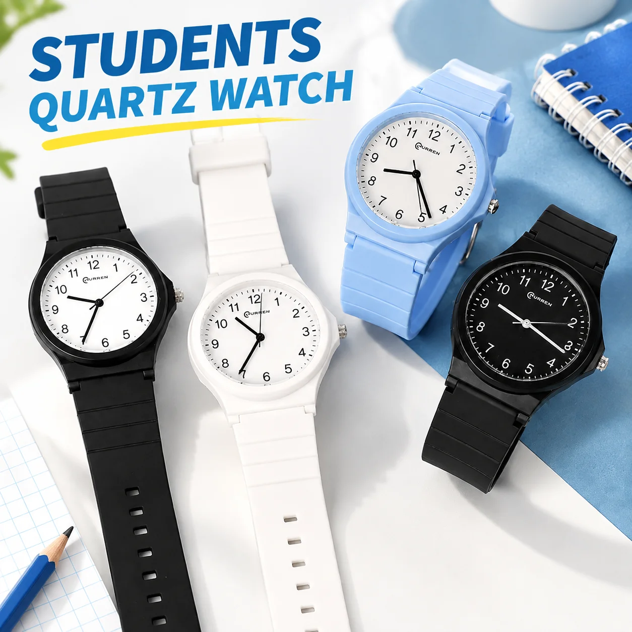 Students Quartz Watch Minimalist Waterproof Exam Watch for Men Women Kids
