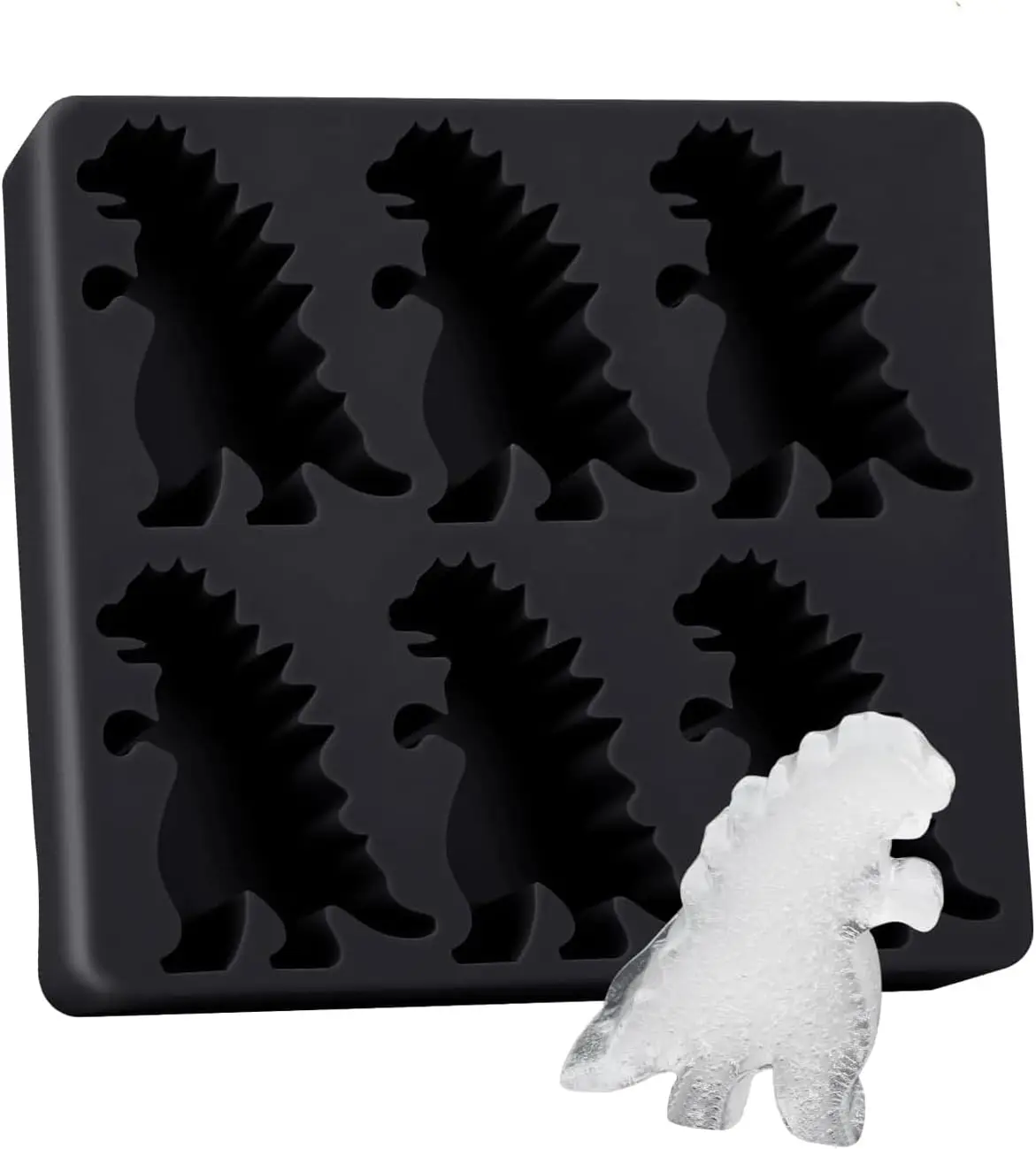 

Ice Mold,Molds With Homemade Flavored Frozen Snacks Large Silicone Ice Cube, Dinosaur Ice Cube Mold, 6-Cavity Silicone Tray for
