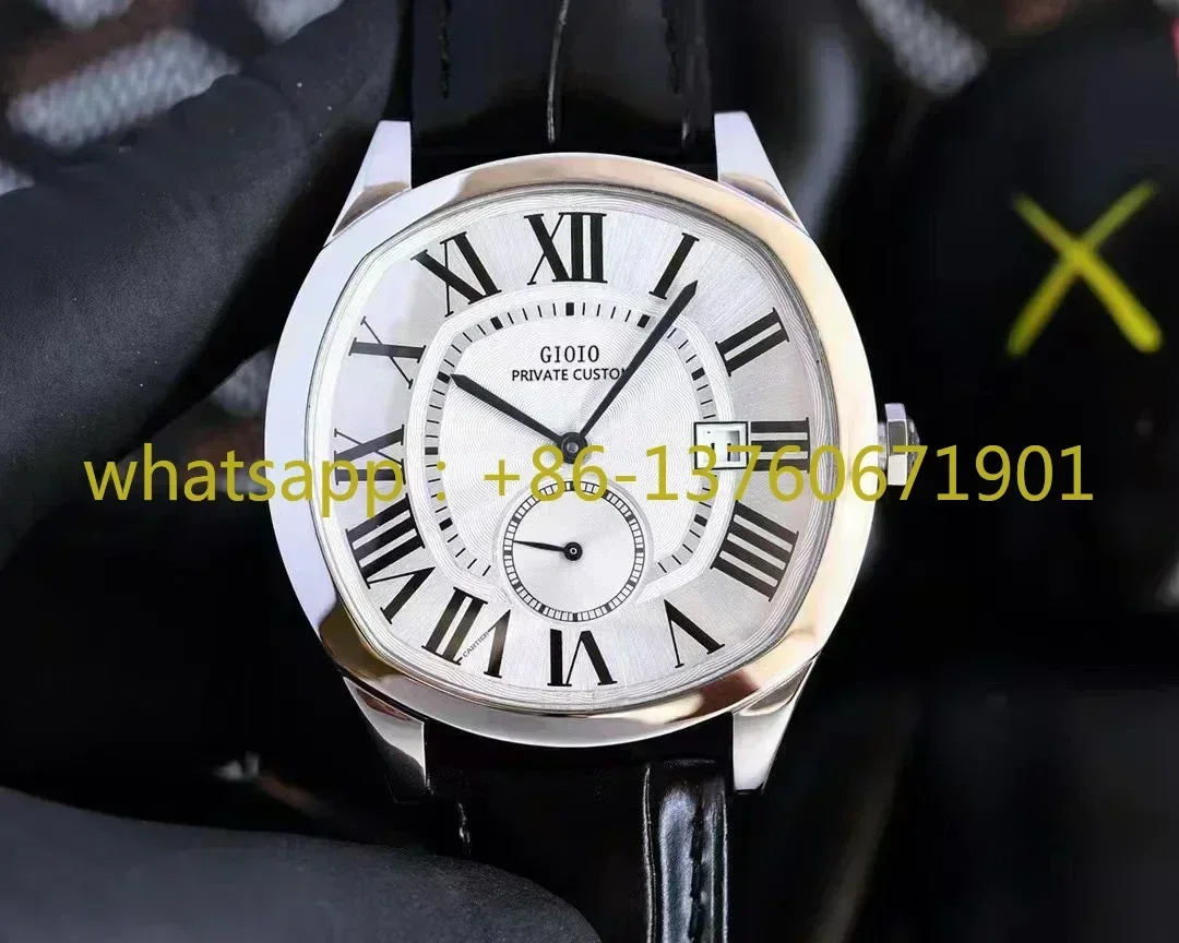 Luxury Mens Automatic Mechanical Watch Black Brown Leather Stainless Steel Luminous Calendar Rome White Dial