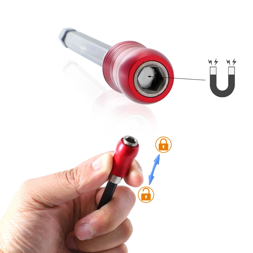 Hexagonal Handle Red Three Piece Set Quick Release Self-locking Extension Rod 60/100/150mm Screwdriver Head Extension Rod