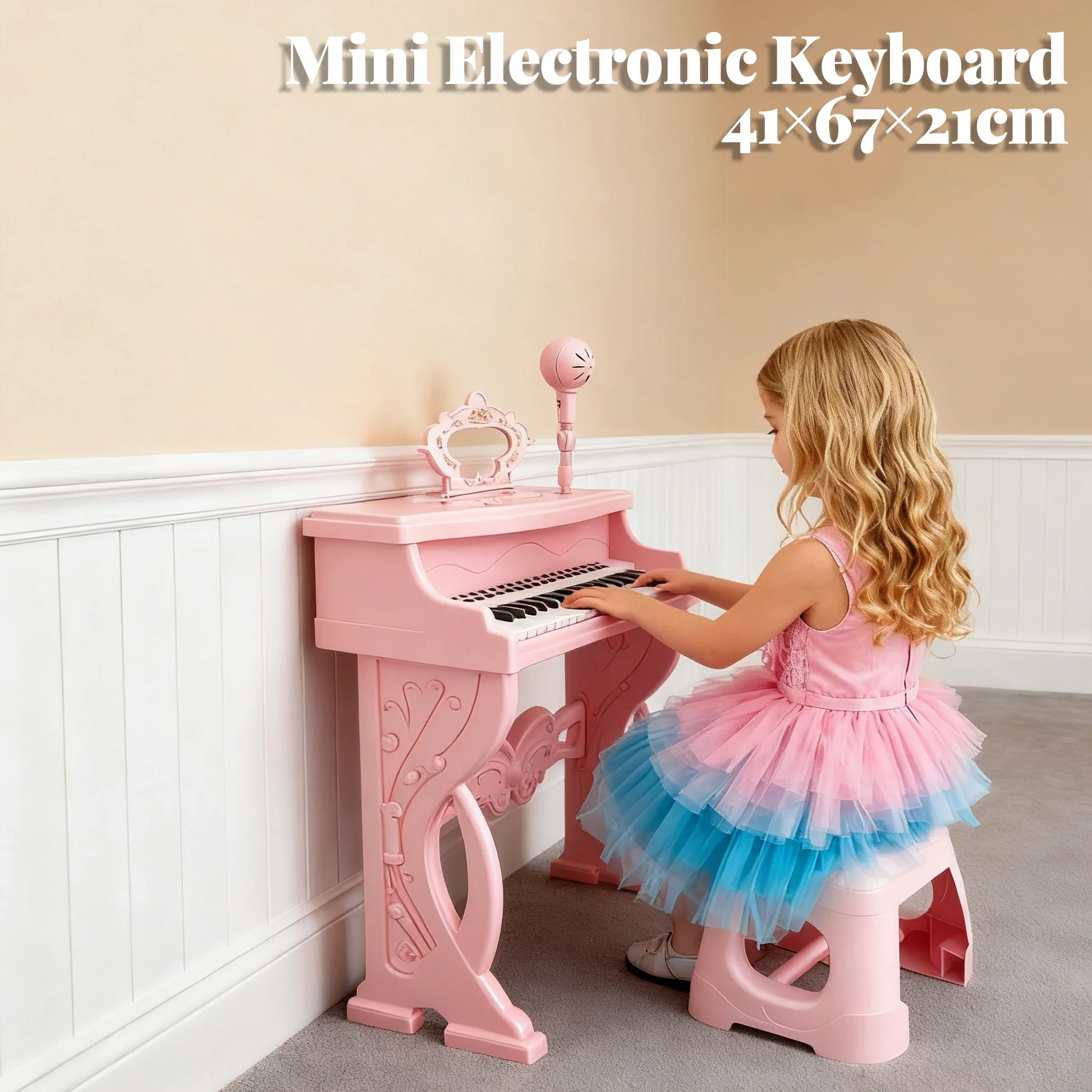 Children's 37 Key Electronic Keyboard Piano Toys Microphone Mini Piano Toys Musical Instrument Educational Toy for Kid Gifts