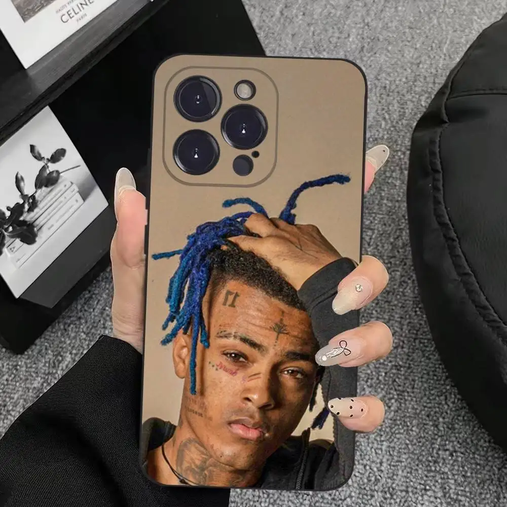 เคสโทรศัพท์ลายแร็ปเปอร์ X-XXXTentacionS สำหรับ iPhone 17,16,15,14,13,12,11,Plus,Pro Max,XS,X,XR,SE,Mini,8,7  วัสดุซิลิโคนนิ่ม สีดำ
