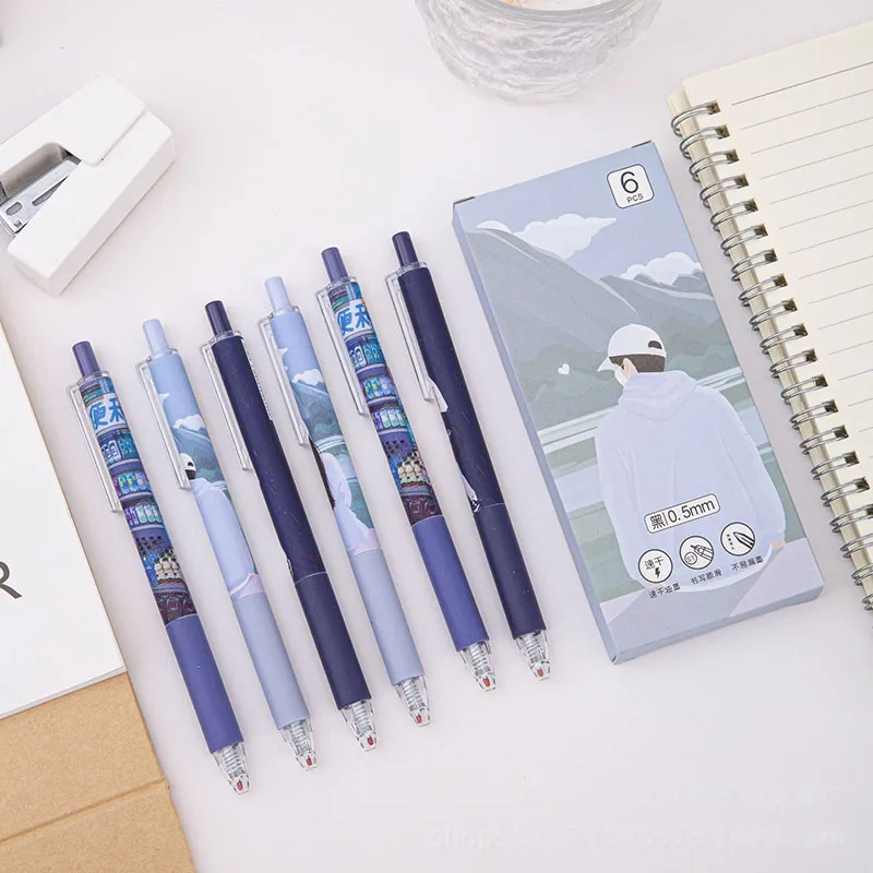 

60 pcs/lot Creative Boy Girl Press Gel Pen Cute 0.5mm Black Ink Neutral Pens For Writing Office School Supplies