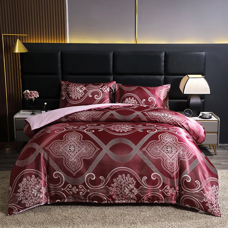 3pcs Bedding Set 1pc Duvet Cover and 2pcs Pillowcases European and American Style Light Luxury Jacquard Duvet Cover kit