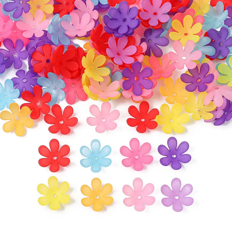 50 Pcs Acrylic Petal 20mm Flower With Hole Beads Necklace Bracelet Hairpin  Accessories DIY Handmade Flower Jewelry Making