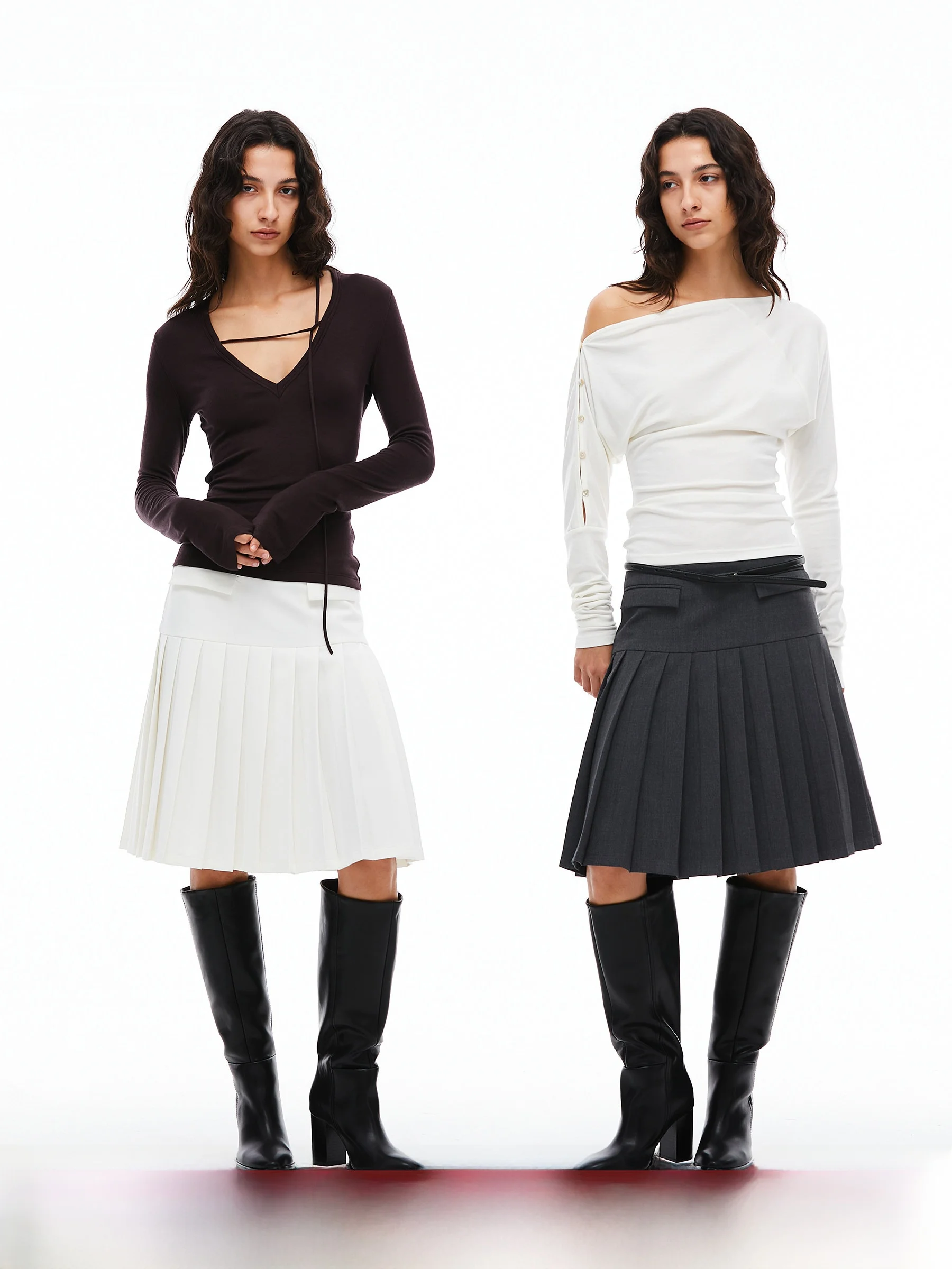 

Retro High Intelligence Mixed Fabric Suit A-Line Midi Skirt Spring Summer Fashionable City Commute Daily Travel Pleated Skirt