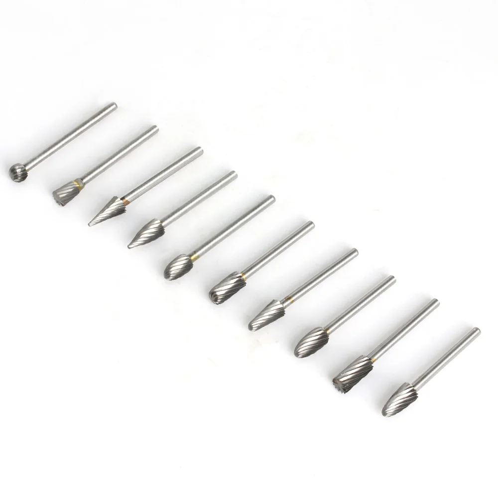 Imagem -03 - Shank Tungsten Carbide Fresa Rotary Arquivo Carving Ferramentas Burr Duplo Diamond Cut Elétrica Moagem in in 10 Pcs
