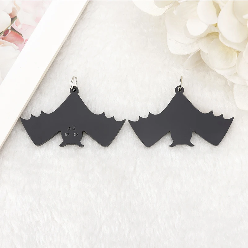 10Pcs Halloween Bat Charms Acrylic Coffin For Necklace Keychain Pendant DIY Earring Making