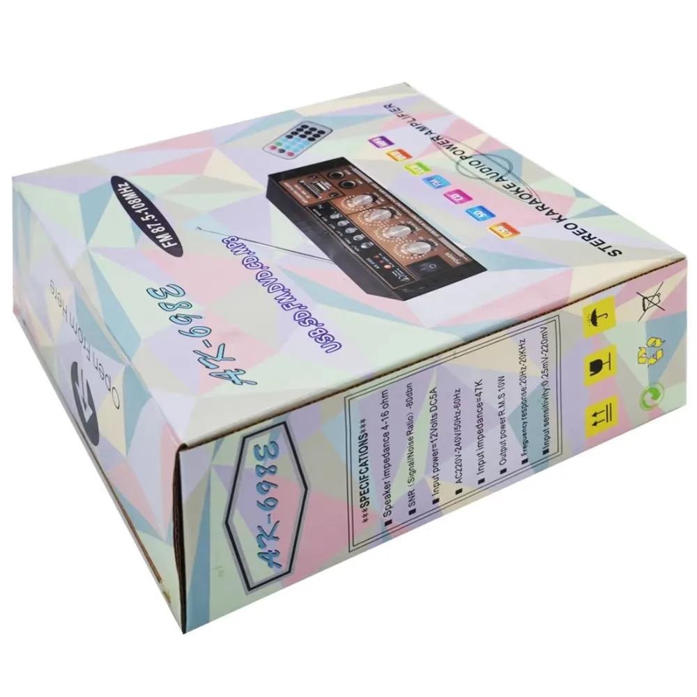 Sunbuck Mini 12V 220V 2.0 Channel 50W Power Amplifier Rumah Mobil Komputer Profesional Audio AV Amplifier