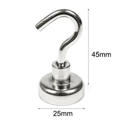 1~4pcs Strong 25mm Magnetic Hook Round Neodymium Magnet Base Powerful Refrigerator Magnet for Traceless Hanging Kitchen Organize