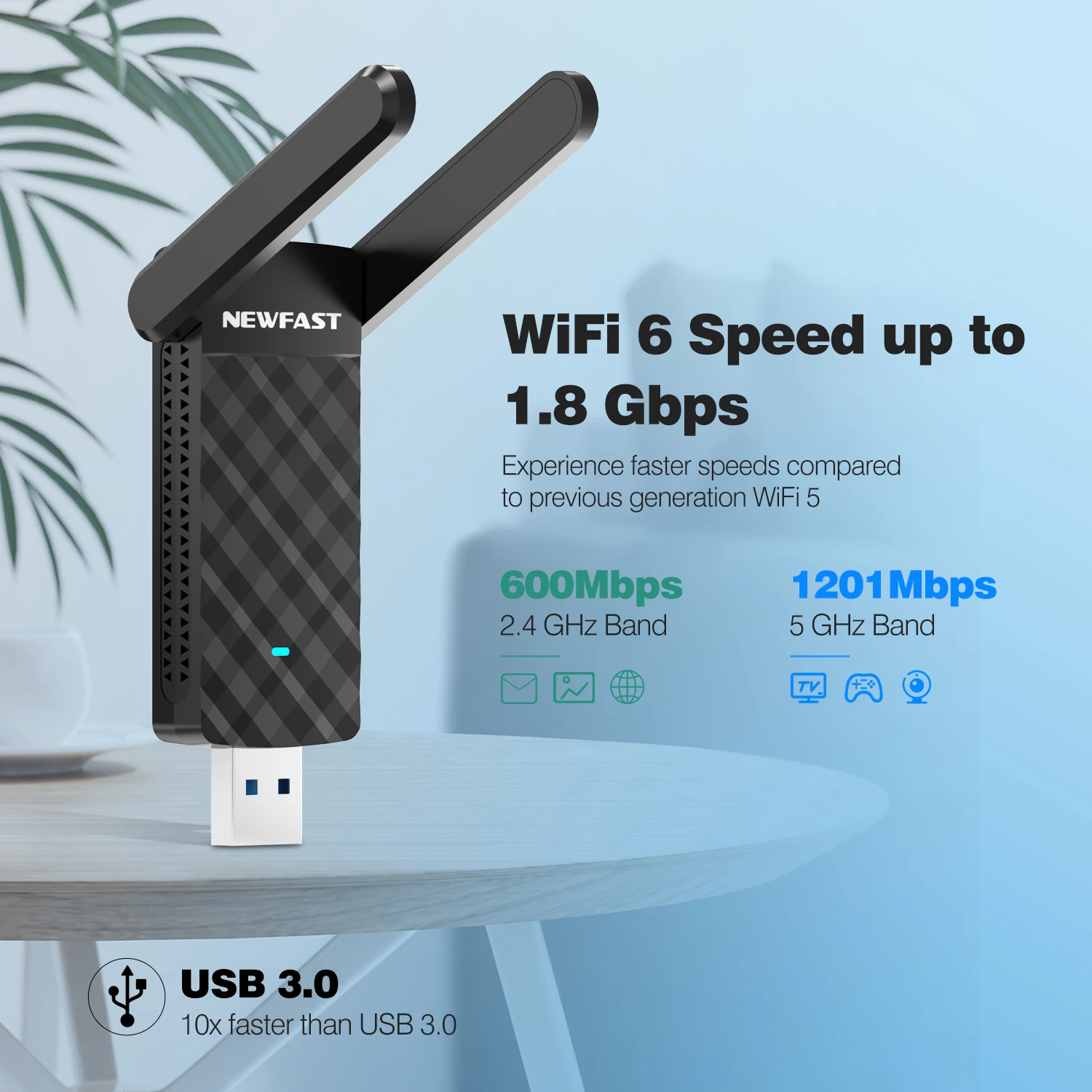 Адаптер Wi-Fi AX1800, 2,4/5 ГГц, для ПК