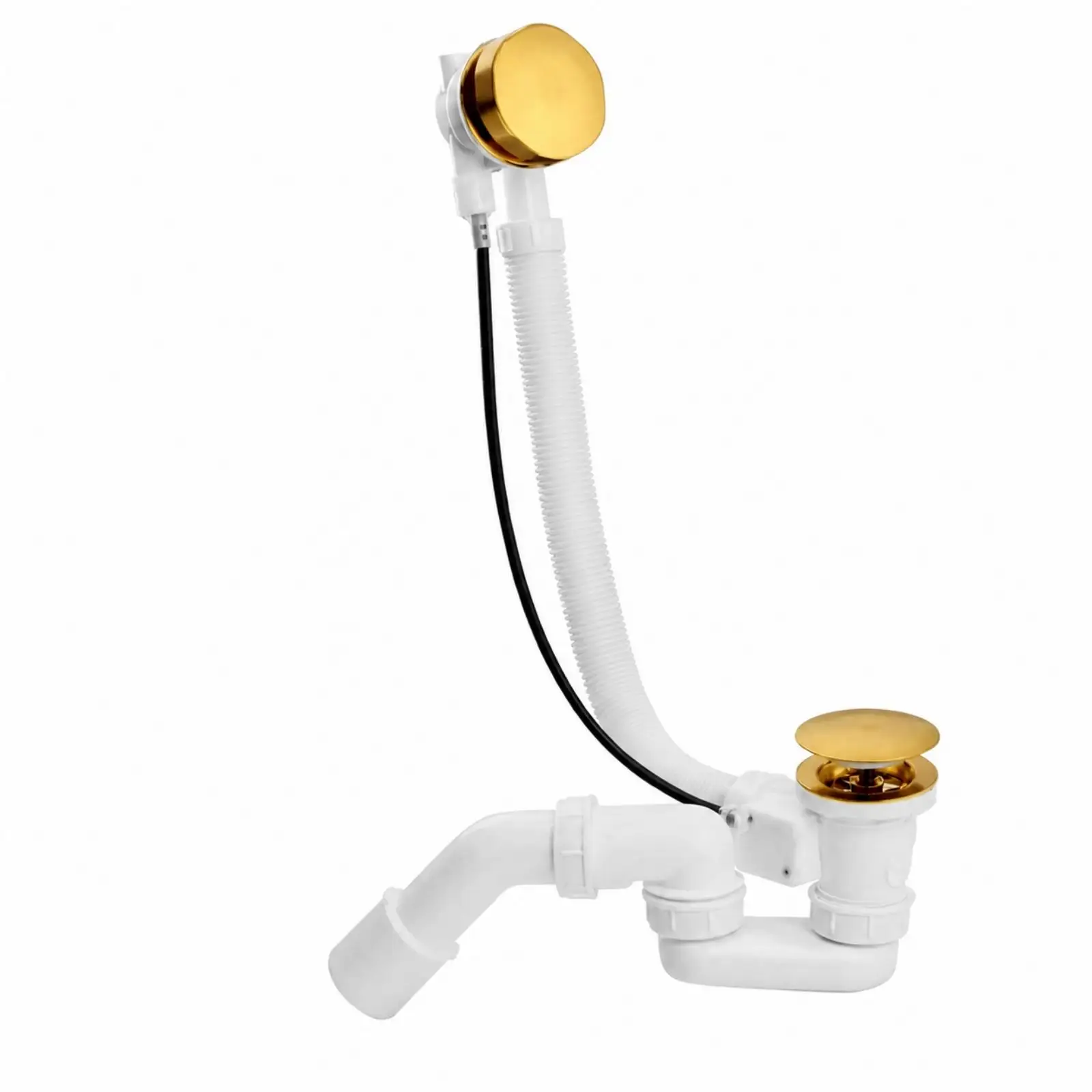 Bathtub Drain with Overflow Hose White Bathtub Waste and Overflow Assembly Plumbing Fixture Copper-Based Universal Fit