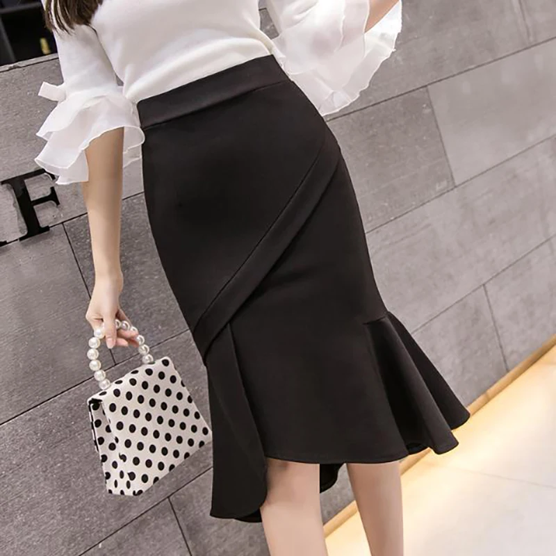 

Женская ассиметричная юбка-годе, элегантная однотонная эластичная юбка с высокой талией, весна-лето 2024