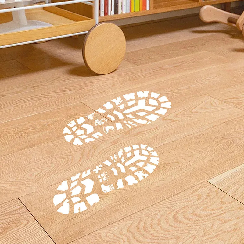 Рождественские наклейки со следами Санта-Клауса, украшения для праздничной сцены, белые следы, наклейки на домашний пол, украшения, праздничные подарки