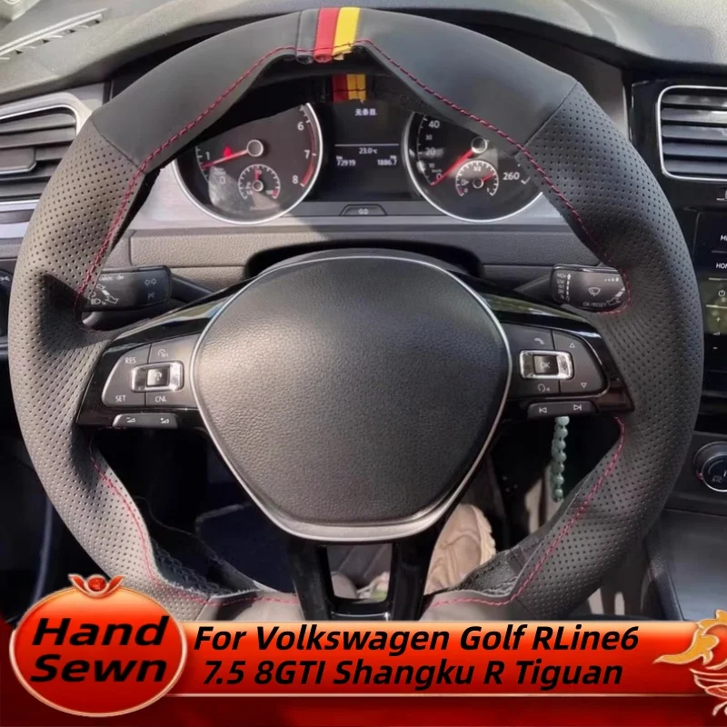 

Hand-Sewn Microfiber Leather Car Steering Wheel Cover For Volkswagen Golf RLine6 7.5 8GTI Shangku R Tiguan Accessories