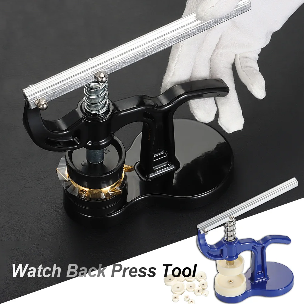 Pressure Repair Press Tool Watchmaker Professional Watch Back Case Crystal Glass Closer Hand Tools with 12 Plastic Dies Kits