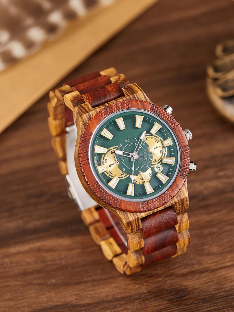 Wooden Wristwatch for Men Quartz Man Clock Natural Sandalwood Ebony Bamboo Band Business Man New Sports Real Colorful Wood Reloj