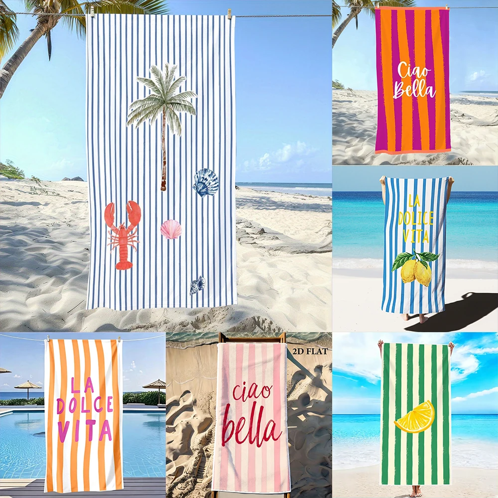 1PC Coastal Beach Towel , Suitable for swimming pools, camping, yoga, essential accessories for travel.