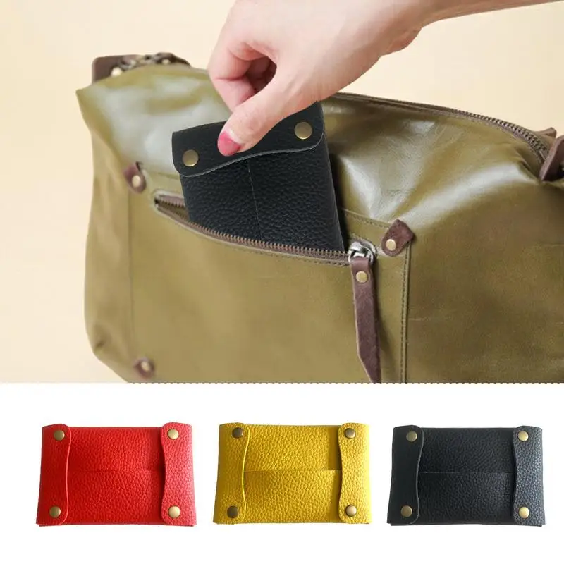 Cep Doku Çantası Yeniden Kullanılabilir Yumuşak Doku Tutucu Doku Saklama Çantası Kağıt PU Deri Kılıf Sıhhi Çantalar Banyo Küçük Öğeler