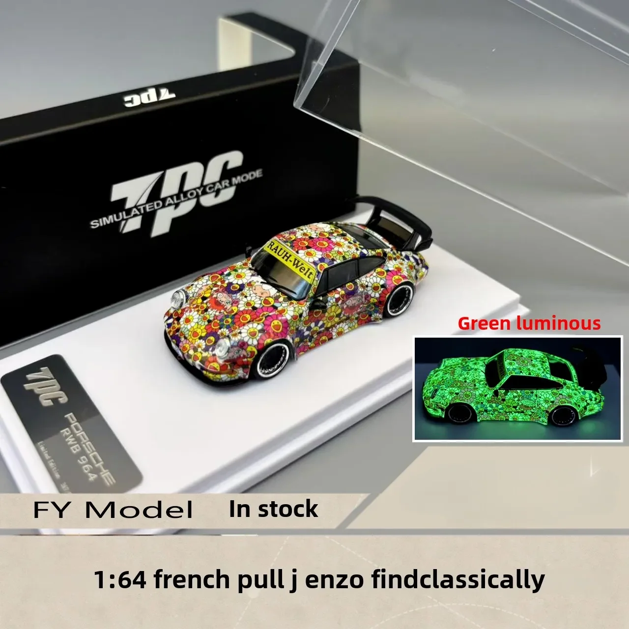 TPC 1:64 Porsche RWB 964 993 Wide Body Modified Sunflower Luminous Alloy Car Model