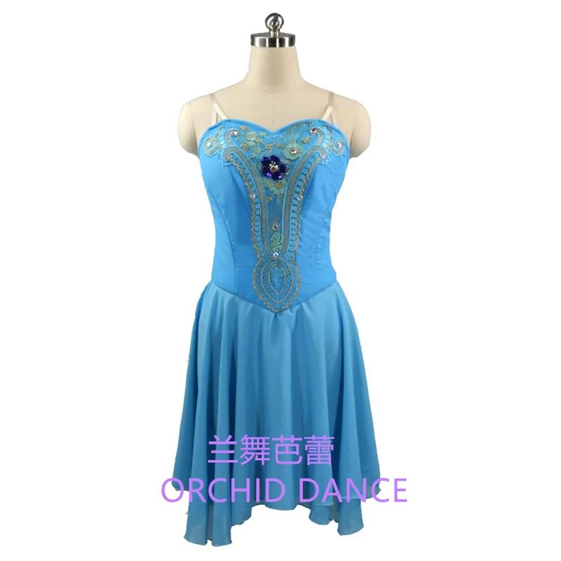 

New Coming Custom Color Kids Girls Performance Wear Contemporary Blue Lyrical Ballet Dress