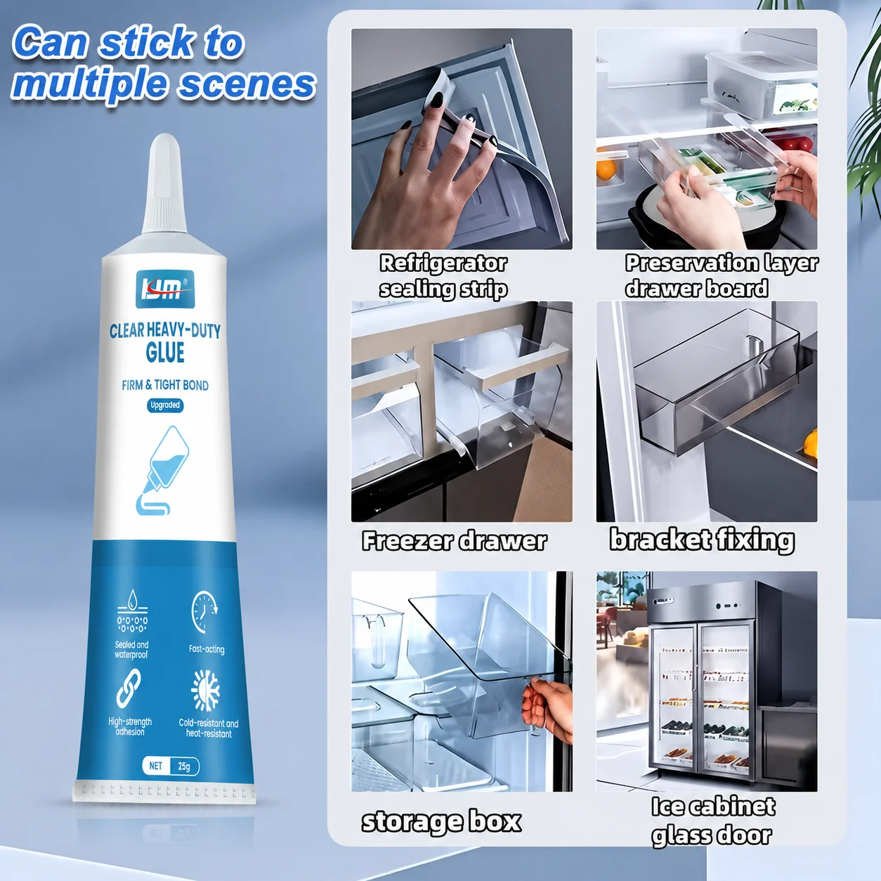 Refrigerator Repair Glue 25ML Cold Resistant Waterproof Transparent Adhesive for Fridge Drawer Seal Strip Quick Drying Plastic