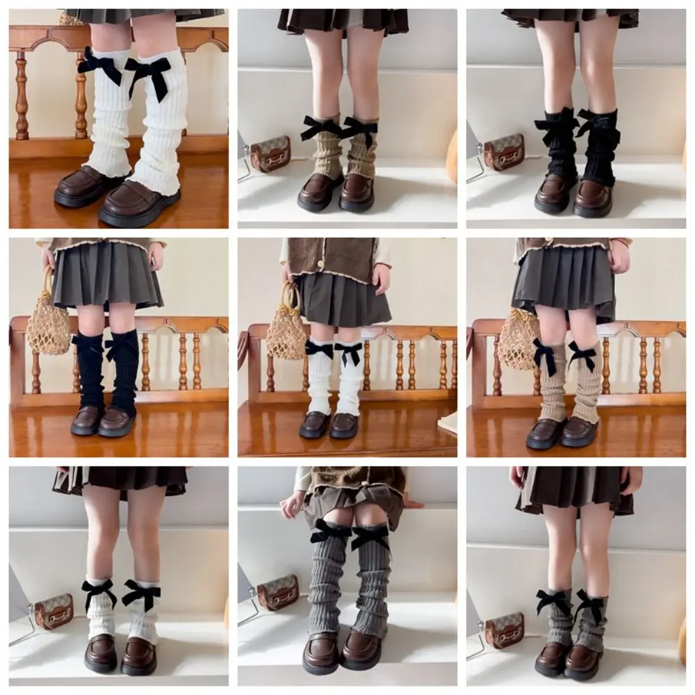 

Japanese Style Bow Ribbon Leg Warmers Harajuku Balletcore Children's Leg Socks Lolitas Long Stockings Knitted Leg Cover Girls