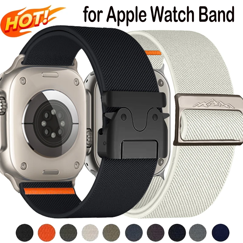

Нейлоновый ремешок для Apple Watch Band Ultra 2 49 мм 10 9 8 7 46 мм 45 мм 41 мм 44 мм 42 мм Плетеный эластичный браслет для IWatch Series 6 SE