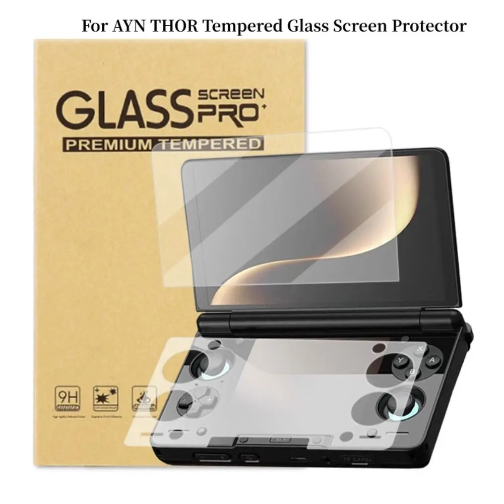 

New HD Tempered Glass Full Screen Flip Dual Screen Screen Protector Anti Scratch 9H Protective Film for AYN THOR Game Console