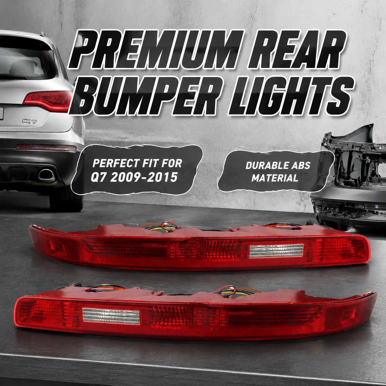 1 Pair Rear Tail Light Bumper Reflector Brake Lamp Set Left Right Replacement For Audi Q7 4L 2009 2010 2011 2012 2013 2014 2015 EU Market Auto Body Part Rear Reflector Light Cover Durable Exterior