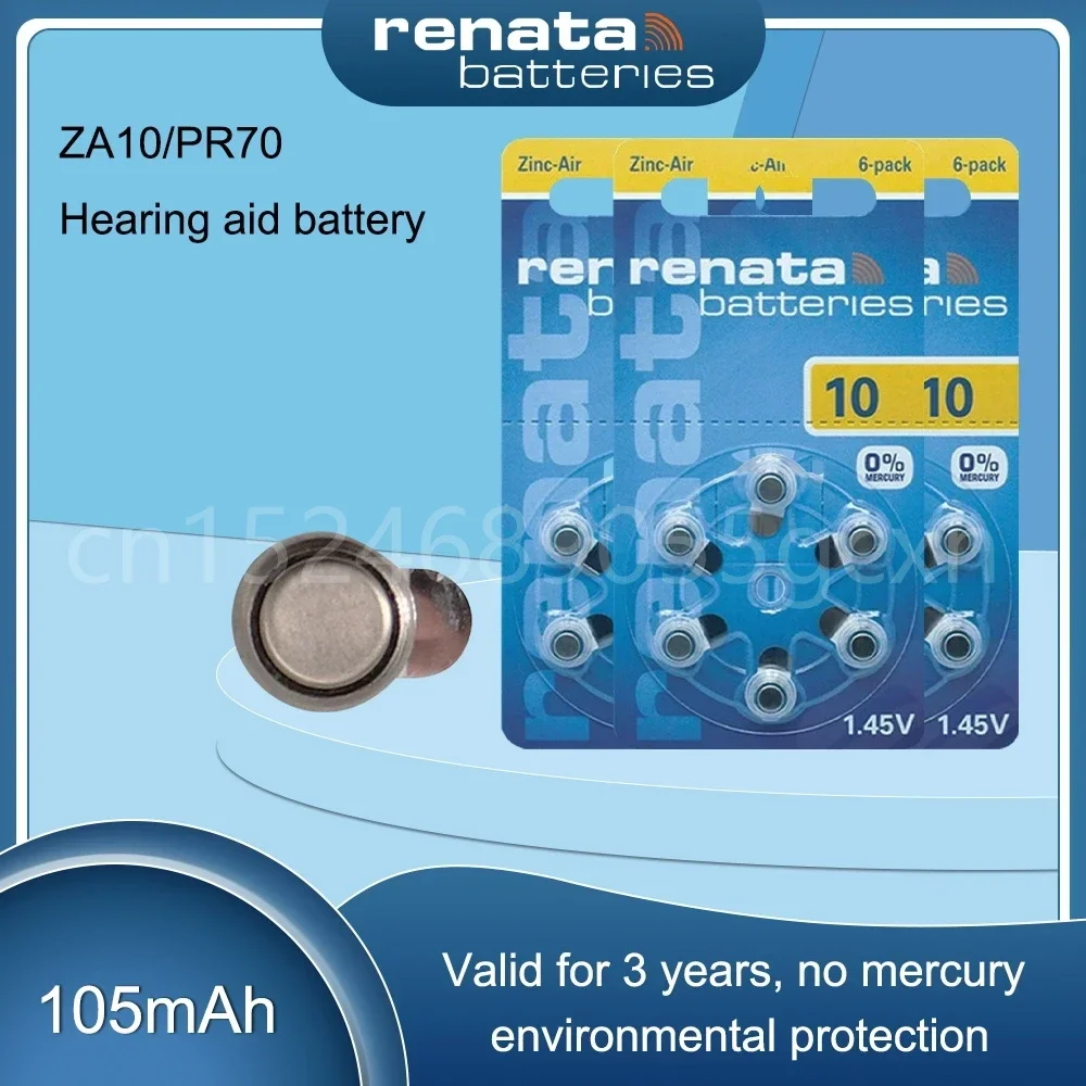 Renata ZA10 PR70 A10 10A 10 1,45 V 105mAh baterías de Zinc para audífonos pila de botón