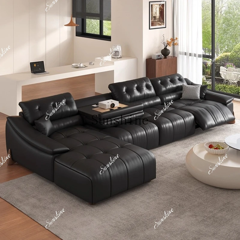 Leather sofa bed living room multi-functional folding dual-purpose small apartment princess intelligent electricH
